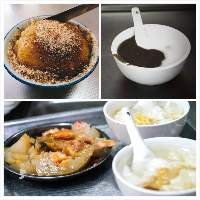 Shantou sweet soups and tofu pudding served in bowls.