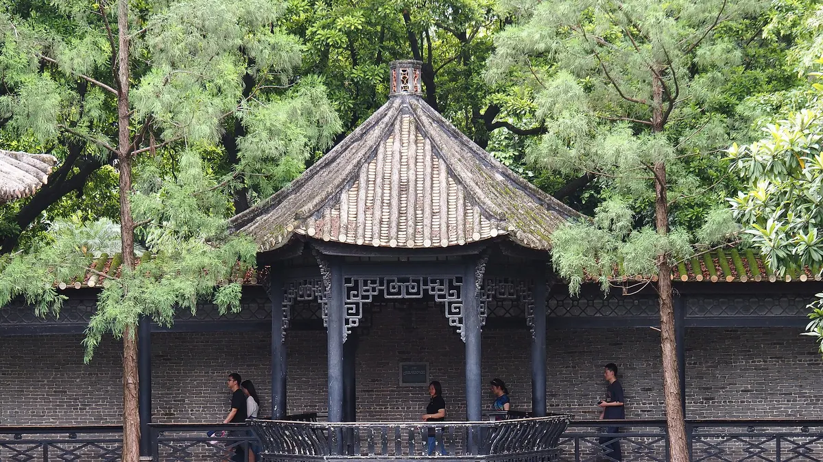 Qinghui Garden pavilion and trees in Shunde